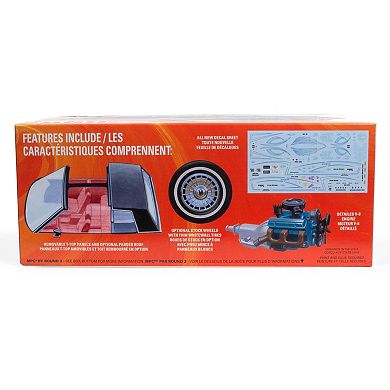 Round 2 MPC: 1:25 Scale Model Kit - 1980 Chevy Monte Carlo Class Action - 110 Parts, Includes Chopper & Trailer, Unpainted Replica Classic Car Building Kit
