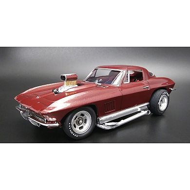 Round 2 MPC: 1:25 Scale Model Kit - 1967 Chevy Corvette Stingray Streaker Vette - 105+ Parts, Unpainted Replica Muscle Car