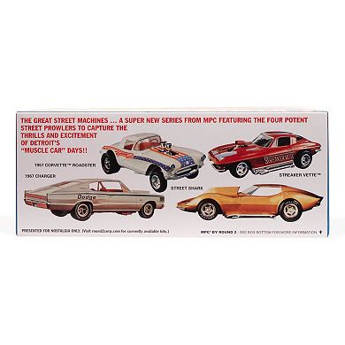 Round 2 MPC: 1:25 Scale Model Kit - 1967 Chevy Corvette Stingray Streaker Vette - 105+ Parts, Unpainted Replica Muscle Car