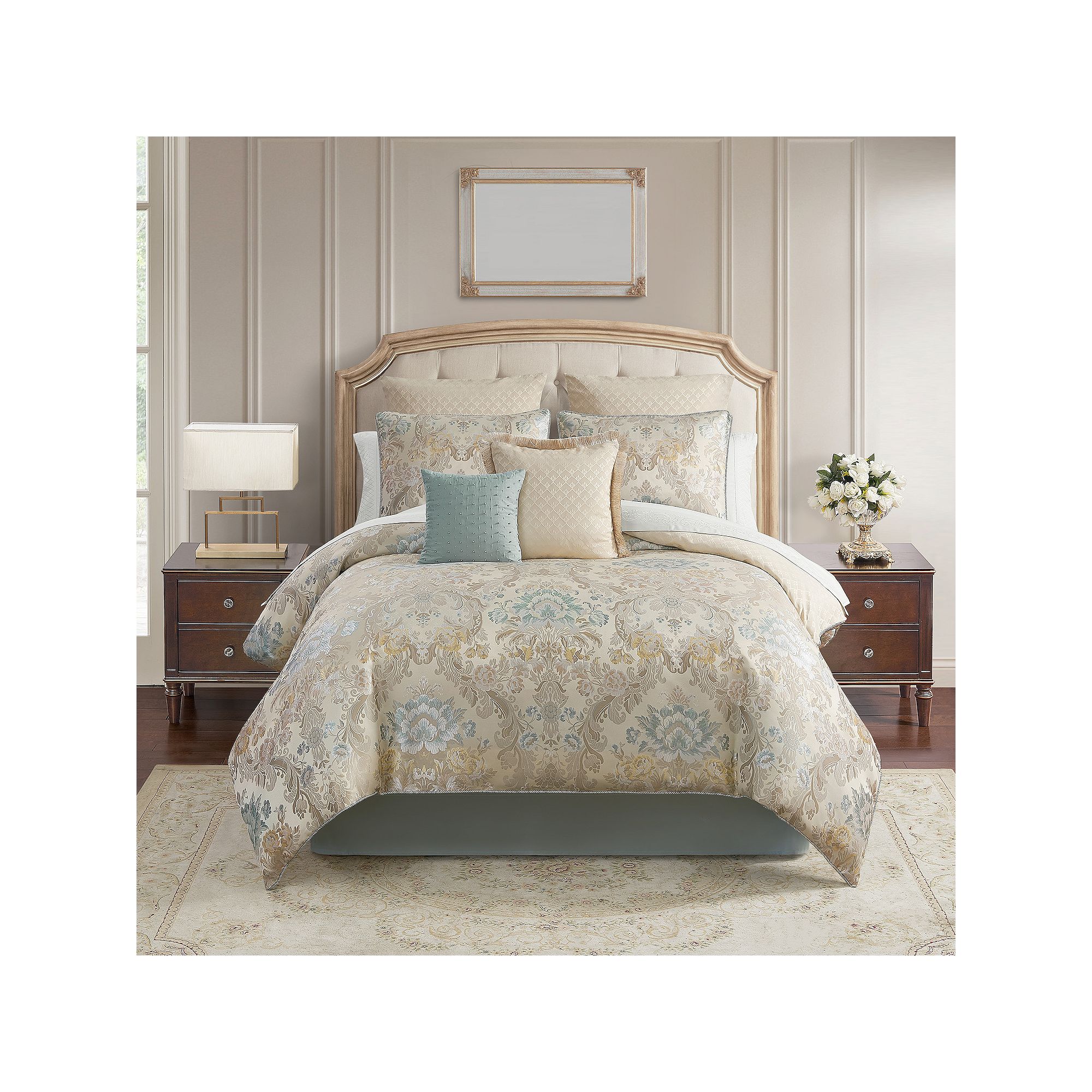 Marquis by Waterford Brona Blue 8-pc. Comforter Set with Throw Pillows