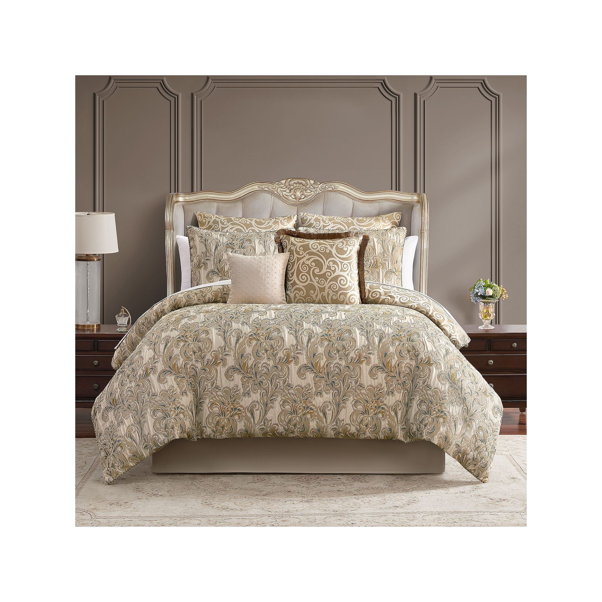 Marquis by Waterford Arden Beige 8-pc. Comforter Set with Throw Pillows