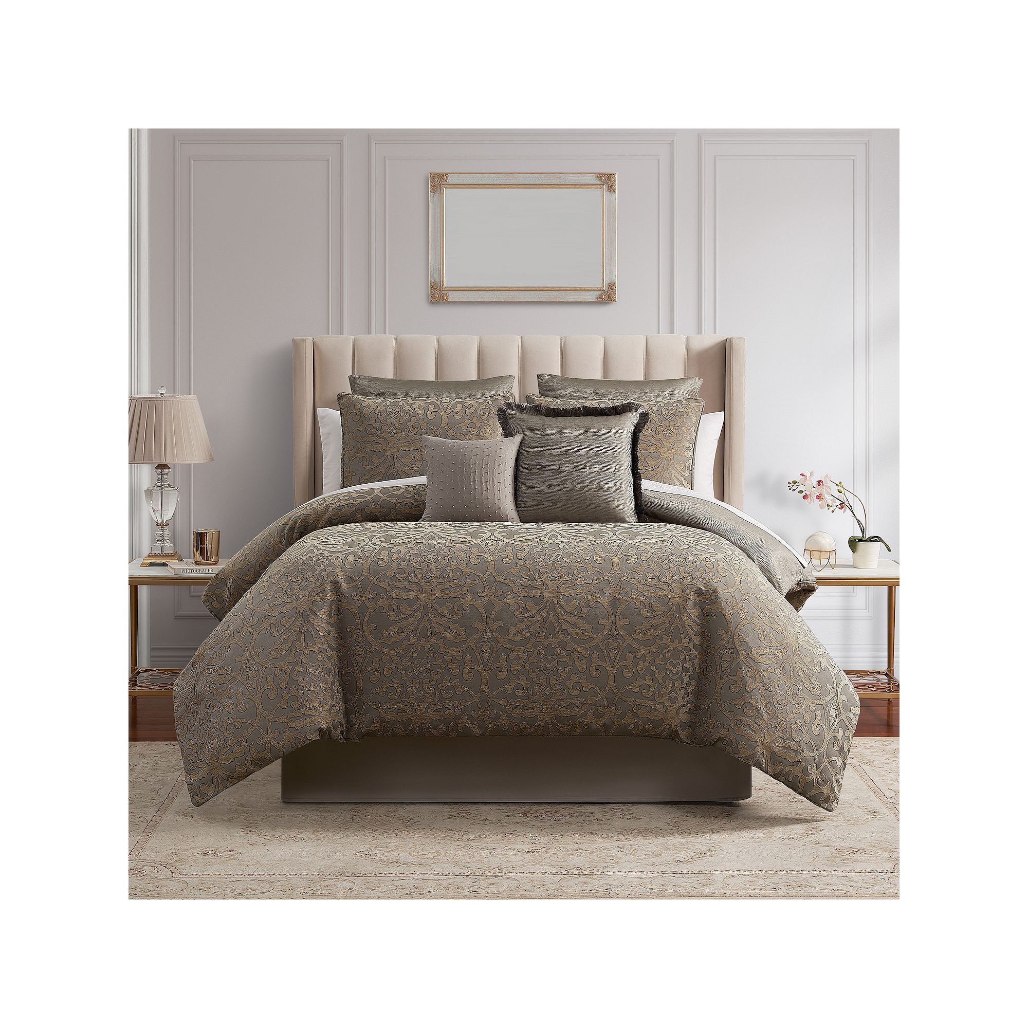 Marquis by Waterford Clancy Gray 8-pc. Comforter Set with Throw Pillows