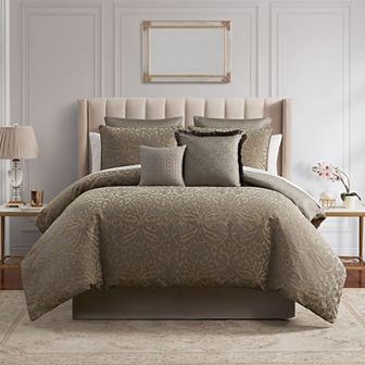 Marquis by Waterford Clancy Gray 8 pc Comforter Set with Throw Pillows