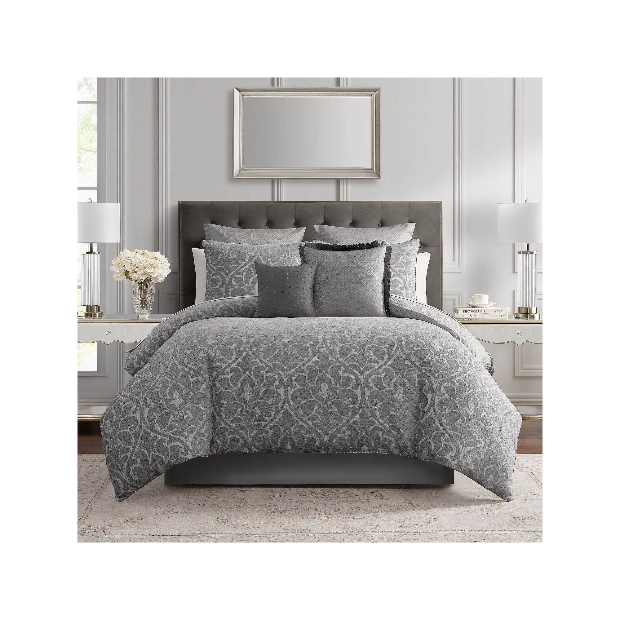 Marquis by Waterford Pentland Silver 8-pc. Comforter Set with Throw Pillows