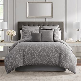 Marquis by Waterford Pentland Silver 8 pc Comforter Set with Throw Pillows