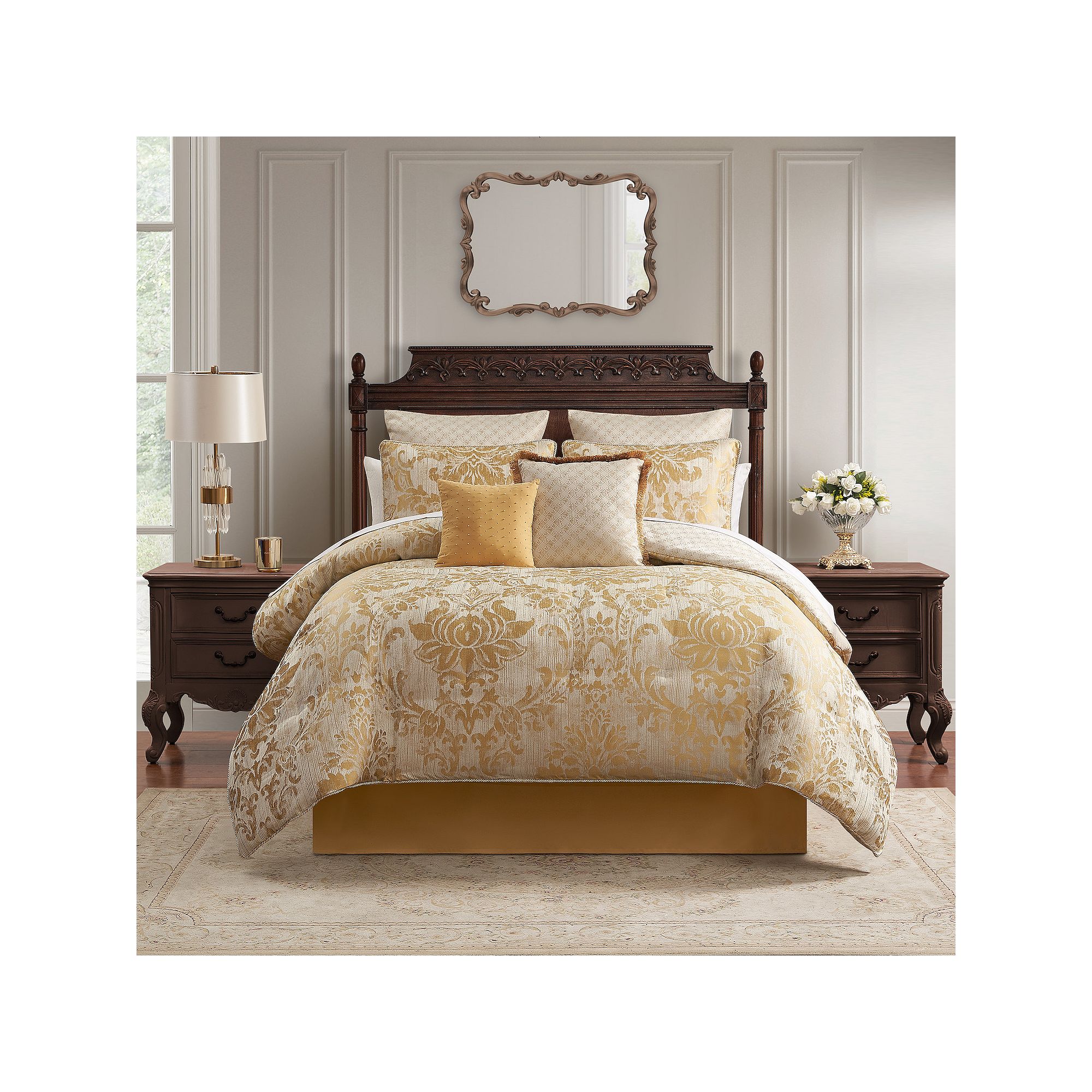 Marquis by Waterford Tarmon Gold Patterned 8-pc. Comforter Set with Throw P