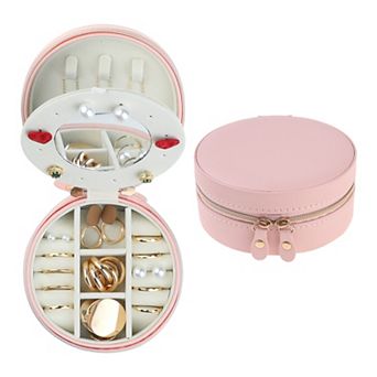 Travel Jewelry Box With Mirror For Women Jewelry Storage For Earring Necklace