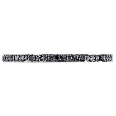 Stella Grace Sterling Silver Black Diamond Accent Anniversary Band