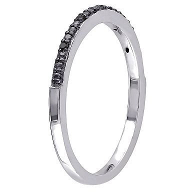 Stella Grace Sterling Silver Black Diamond Accent Anniversary Band