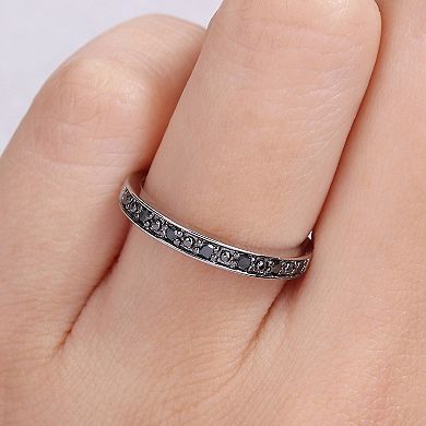 Stella Grace Sterling Silver 1/10 Carat T.W. Black Diamond Wedding Band