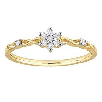 Stella Grace 18k Gold Over Silver 1/10 Carat T.W. Diamond Floral Promise Ring