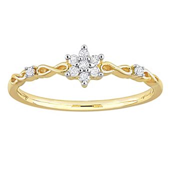 Stella Grace 18k Gold Over Silver 1/10 Carat T.W. Diamond Floral Promise Ring