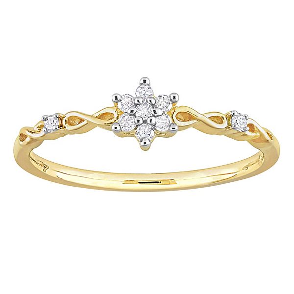 Stella Grace 18k Gold Over Silver 1/10 Carat T.W. Diamond Floral ...