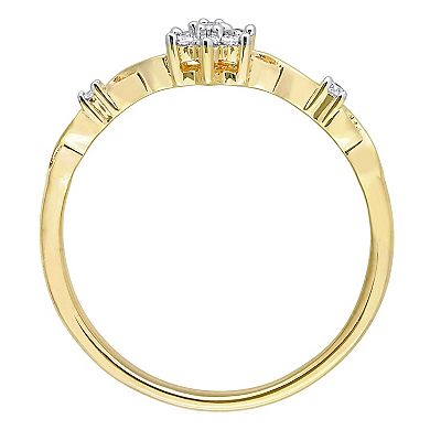 Stella Grace 18k Gold Over Silver 1/10 Carat T.W. Diamond Floral Promise Ring