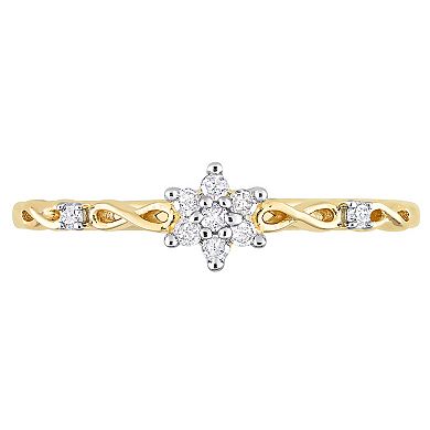 Stella Grace 18k Gold Over Silver 1/10 Carat T.W. Diamond Floral Promise Ring
