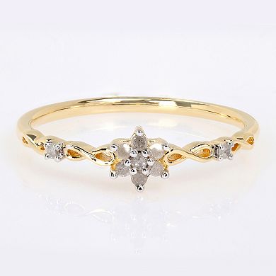 Stella Grace 18k Gold Over Silver 1/10 Carat T.W. Diamond Floral Promise Ring