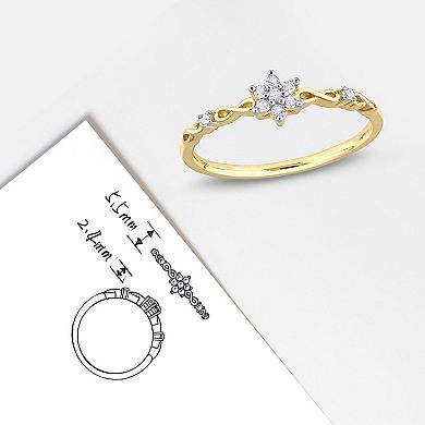 Stella Grace 18k Gold Over Silver 1/10 Carat T.W. Diamond Floral Promise Ring