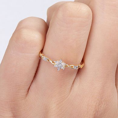 Stella Grace 18k Gold Over Silver 1/10 Carat T.W. Diamond Floral Promise Ring