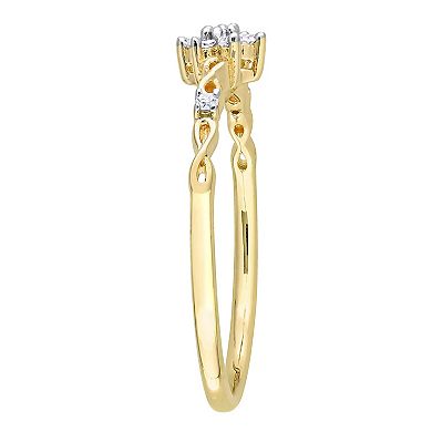 Stella Grace 18k Gold Over Silver 1/10 Carat T.W. Diamond Floral Promise Ring