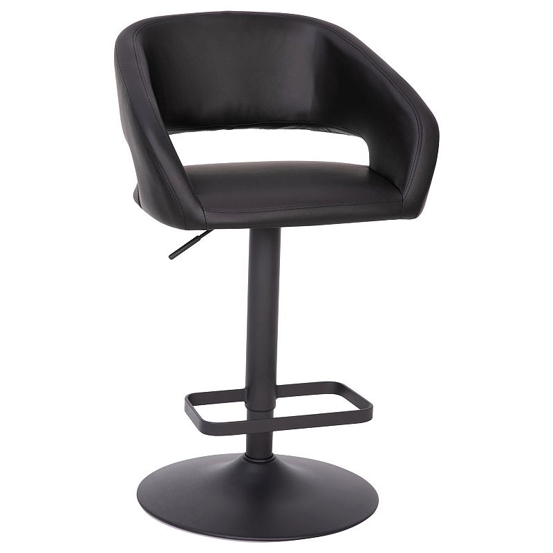 Flash Furniture Erik Adjustable Height Barstool, Black Vyl Black Frame