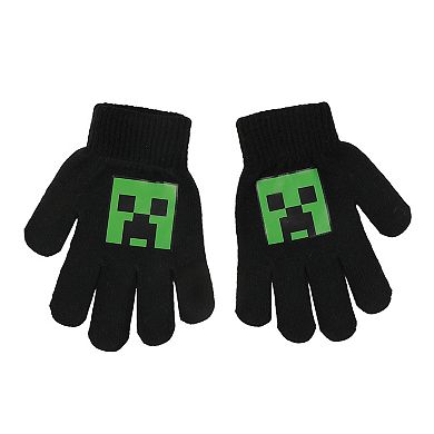 Boys 8-20 Minecraft Puff Top Hat and Gloves Set