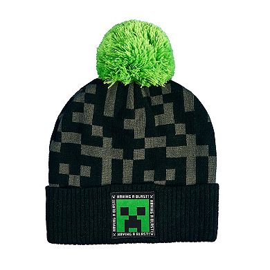 Boys 8-20 Minecraft Puff Top Hat and Gloves Set