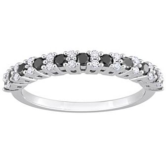 Stella Grace 14k White Gold 1/2 Carat T.W. Black & White Diamond Anniversary Band Ring