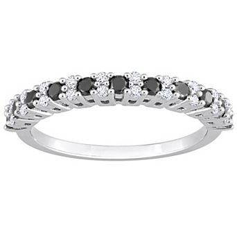 Stella Grace 14k White Gold 1/2 Carat T.W. Black & White Diamond Anniversary Band Ring