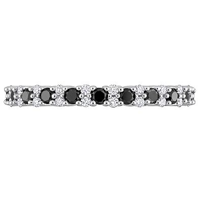 Stella Grace 14k White Gold 1/2 Carat T.W. Black & White Diamond Anniversary Band Ring