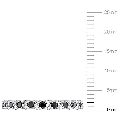 Stella Grace 14k White Gold 1/2 Carat T.W. Black & White Diamond Anniversary Band Ring