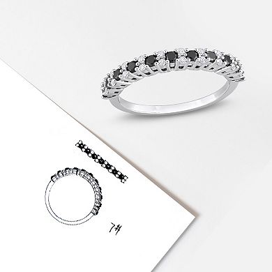 Stella Grace 14k White Gold 1/2 Carat T.W. Black & White Diamond Anniversary Band Ring
