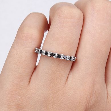 Stella Grace 14k White Gold 1/2 Carat T.W. Black & White Diamond Anniversary Band Ring