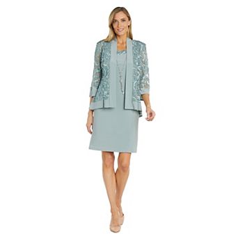 Women's R&M Richards 3 pc Jacket & Dress with Detachable Necklace