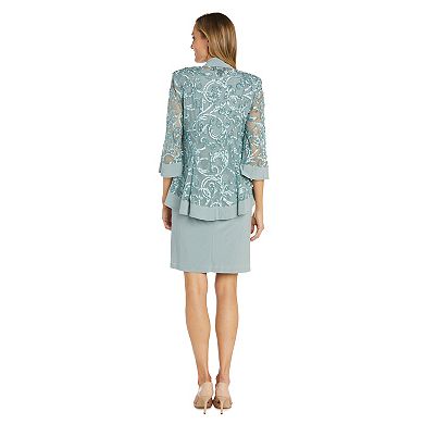 Women's R&M Richards 3-Piece Jacket & Dress with Detachable Necklace