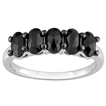 Stella Grace 14k White Gold 1 1/4 Carat T.W. Oval-Shape Black Diamond 5-Stone Ring
