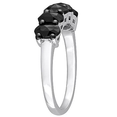 Stella Grace 14k White Gold 1 1/4 Carat T.W. Oval-Shape Black Diamond 5-Stone Ring