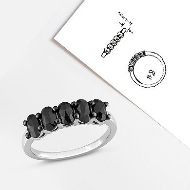 Stella Grace 14k White Gold 1 1/4 Carat T.W. Oval-Shape Black Diamond 5-Stone Ring