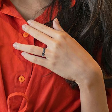 Stella Grace 14k White Gold 1 1/4 Carat T.W. Oval-Shape Black Diamond 5-Stone Ring