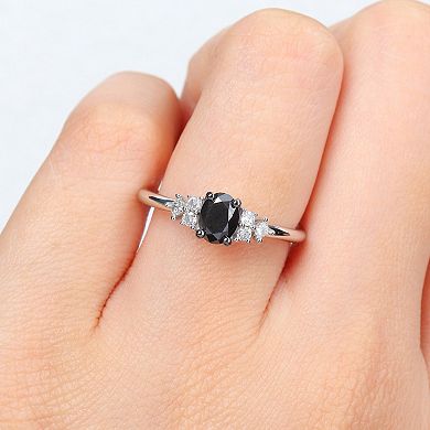 Stella Grace 14k White Gold 3/4 Carat T.W. Black & White Diamond 7-Stone Ring