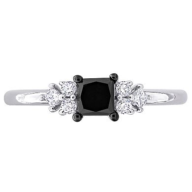 Stella Grace 14k White Gold 3/4 Carat T.W. Black & White Diamond 7-Stone Ring