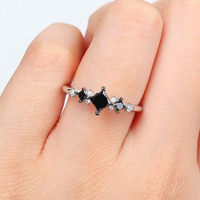 Stella Grace 14k White Gold 4/5 Carat T.W. Black & White Diamond 3-Stone Ring