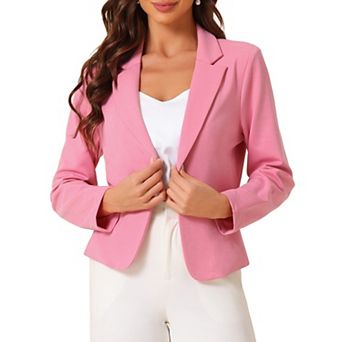 Business Blazer For Women's Open Front Office Casual Work Crop Suit Jacket