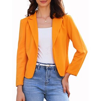 Business Blazer For Women's Open Front Office Casual Work Crop Suit Jacket