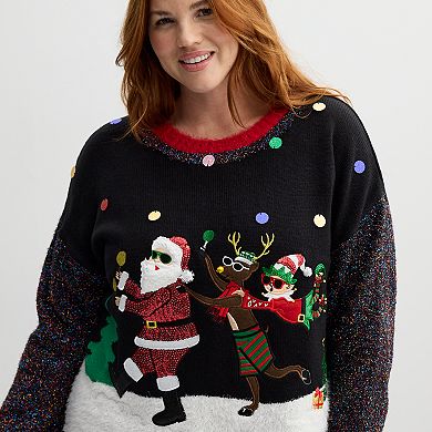 Juniors Plus Jollidays 3D Holiday Sweater