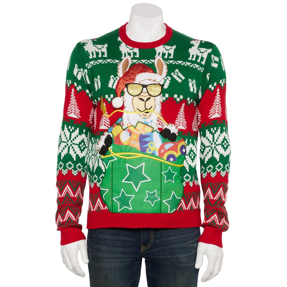 Men's Llama Santa Crewneck Christmas Sweater