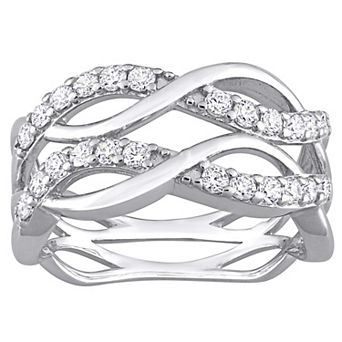Stella Grace Sterling Silver Cubic Zirconia Crisscross Ring