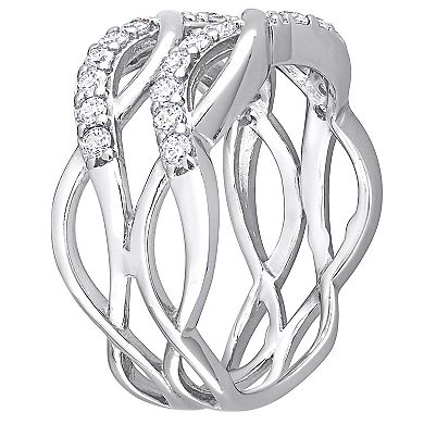 Stella Grace Sterling Silver Cubic Zirconia Crisscross Ring