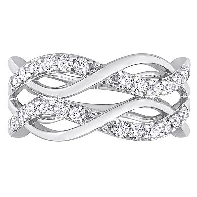 Stella Grace Sterling Silver Cubic Zirconia Crisscross Ring