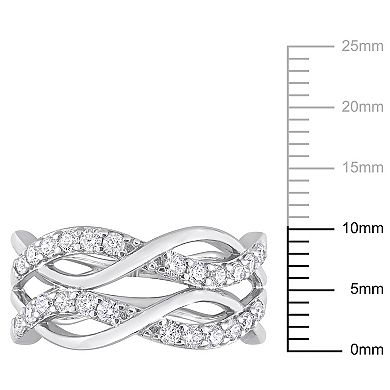 Stella Grace Sterling Silver Cubic Zirconia Crisscross Ring