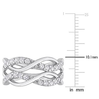 Stella Grace Sterling Silver Cubic Zirconia Crisscross Ring